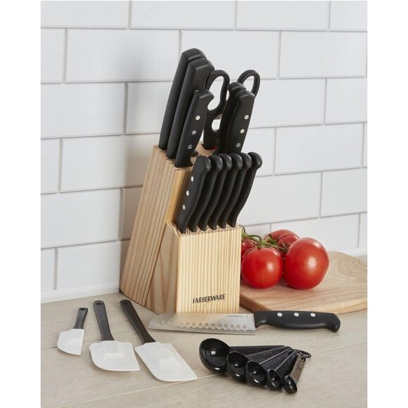 Knife Block Set with Kitchen Stainless Steel Sharpening Cutlery Knives 22 Piece - Picture 5 of 7